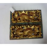 Pair late 19th/early 20th century Chinese carved wood Peranakan wedding bed panels each decorated