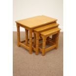 Yorkshire Oak - 'Foxman' adzed oak nest of three tables by Malcolm Pipes of Carlton Husthwaite,