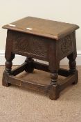 19th century oak joint stool with hinged box seat,