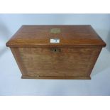 Edwardian oak correspondence box with presentation plaque H25cm