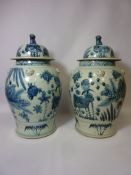 Chinese blue and white covered vases H48cm