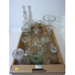 Victorian decanters and other glassware in one box