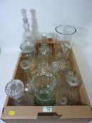 Victorian decanters and other glassware in one box