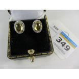 Pair of yellow cabochon stone dress ear-rings stamped 925