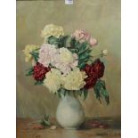 Still Life of Flowers, oil on metal panel initialled OAH,