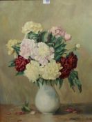 Still Life of Flowers, oil on metal panel initialled OAH,