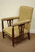 Early 20th century Arts and Crafts inlaid mahogany upholstered armchair,