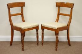 Pair Victorian walnut chairs with upholstered drop in seats