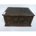 Late 19th/early 20th century carved oak Bible box L34cm