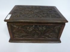 Late 19th/early 20th century carved oak Bible box L34cm