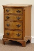 Small reproduction walnut chest fitted with four graduating drawers, W46cm, H73cm,