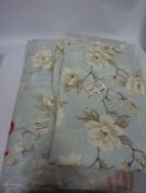 Pair floral lined curtains 242cm x 176cm drop approx,