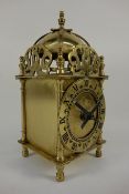 Smiths 20th century brass lantern clock,