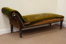 Victorian walnut framed upholstered chaise longue,