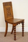 Late Victorian oak hall chair,