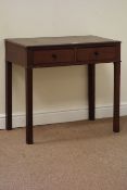 Georgian mahogany two drawer side table, W79cm, H72cm,