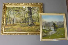 'The Woods Bolton Abbey Yorks' oil on board signed by N.J.