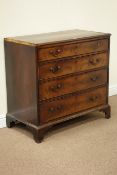George III banded mahogany chest fitted with four graduating drawers, raised on bracket feet, W91cm,