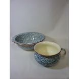 Victorian Wedgwood blue and white toilet bowl with matching chamber pot