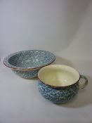 Victorian Wedgwood blue and white toilet bowl with matching chamber pot