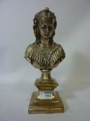 19th century silver on brass sculpture of the young Queen Victoria H30cm