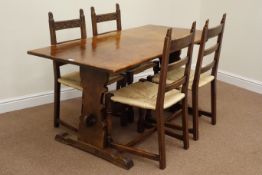 Early 20th century oak rectangular dining table (75cm x 152cm, H74cm),