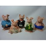 Set of five Wade for Natwest piggy banks