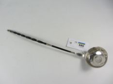 18th century silver and twisted whale bone toddy ladle inset with a George II silver sixpence