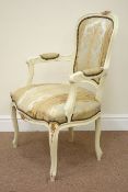 French Louis XVI style cream gilt upholstered armchair