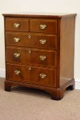 Reproduction inlaid figured mahogany side cabinet with hinged sliding door, W77cm, H95cm,