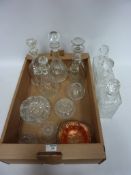 Edwardian and later cut glass decanters,