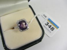 Briolite cut purple dress ring stamped 925