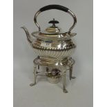 Edwardian silver-plated tea kettle on stand H30cm