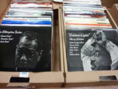 Vinyl - A large collection of Duke Ellington vinyl Lp's, Jazz and other records in two boxes.