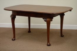 Early 20th century mahogany extending dining table with leaf, cabriole legs with carved detail,