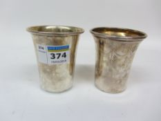 Two silver kiddush cups by Alexander Smith Birmingham 1960 and AMW London 1981 approx 4.