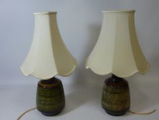 Pair retro Celtic Pottery table lamps H46.