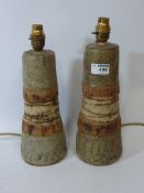 Studio Pottery - pair table lamp bases H32cm