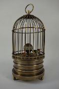 Brass miniature bird cage clock,