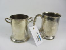 Silver tankard by Viner's Sheffield 1939 and a small bottle coaster by Frank Cobb Sheffield also