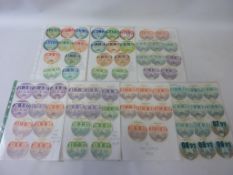 Automobilia - Collection 70 tax disks 1960s - 1990s in seven plastic wallets