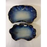 Two Eskdale Studio gilt edged clam shaped graduated serving bowls L45cm and 38cm