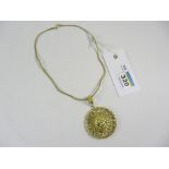 Italian gold sunburst pendant necklace stamped 566 Roma approx 25.