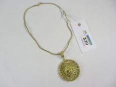 Italian gold sunburst pendant necklace stamped 566 Roma approx 25.