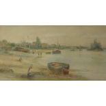 River Estuary, watercolour signed by Charlie W.