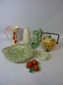 Carlton ware biscuit barrel, Sylvac, Gray's and other mid 20th century pottery.