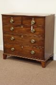 Early 19th century inlaid mahogany chest fitted with two short and three long drawers, W101cm,
