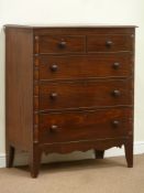 19th century mahogany chest fitted with two short and three long drawers, W107cm, H127cm,
