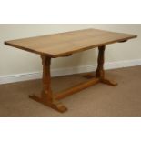 Yorkshire Oak - 'Eagleman' adzed figured oak rectangular refectory dining table,