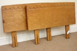 Yorkshire Oak - Pair 'Gnomeman' adzed oak single headboards by Thomas Whittaker of Littlebeck,